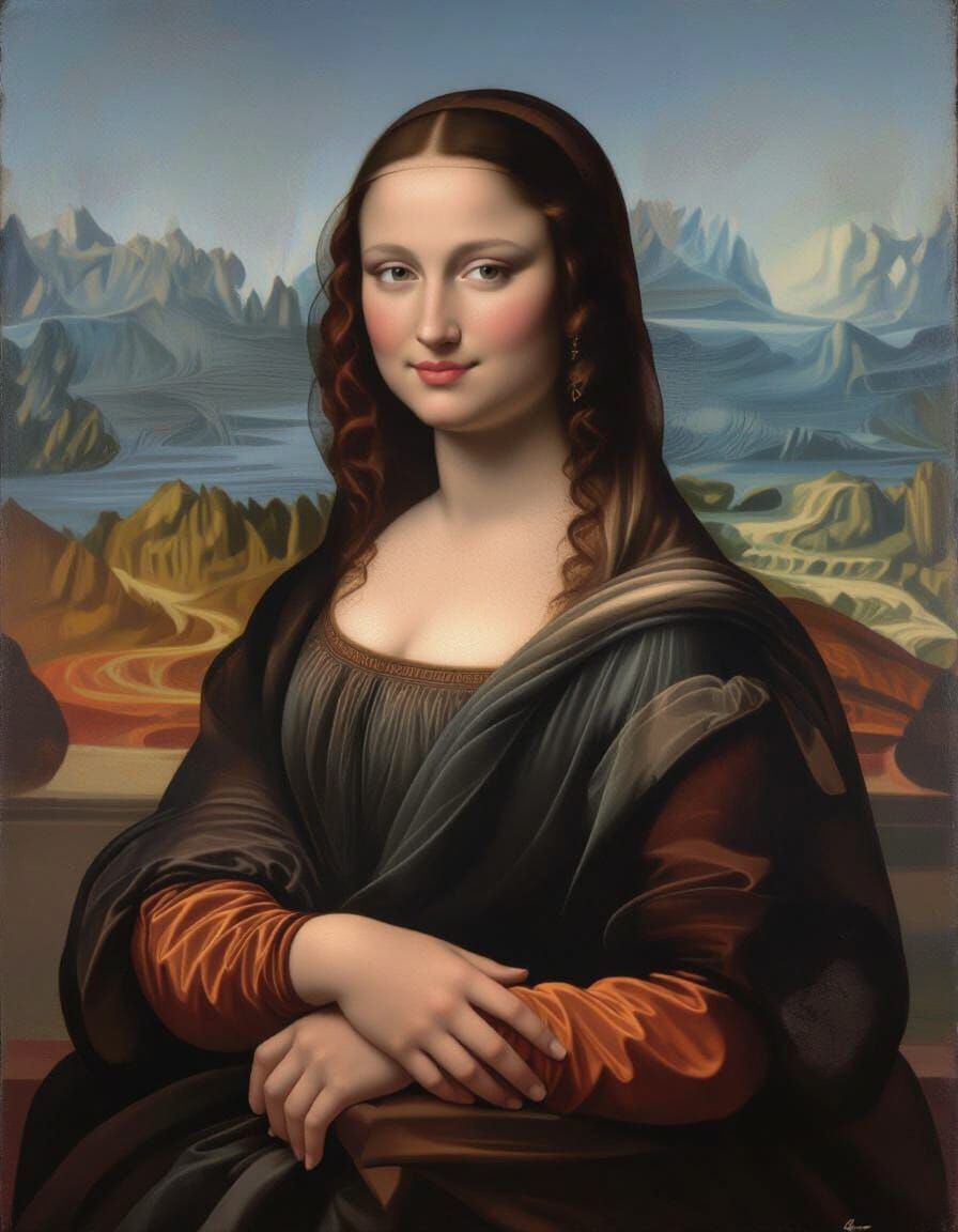 Replace the face with a modern realistic woman, soft skin, natural makeup, warm expression, maintaining Renaissance lighting and color tone.