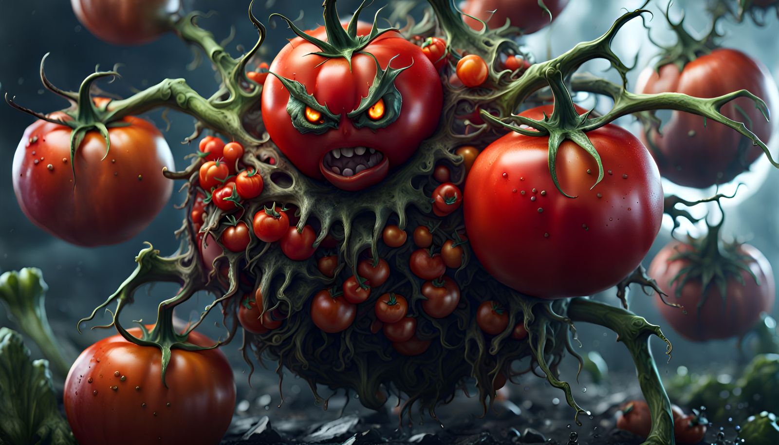 Very angry Tomato Monster - AI Generated Artwork - NightCafe Creator