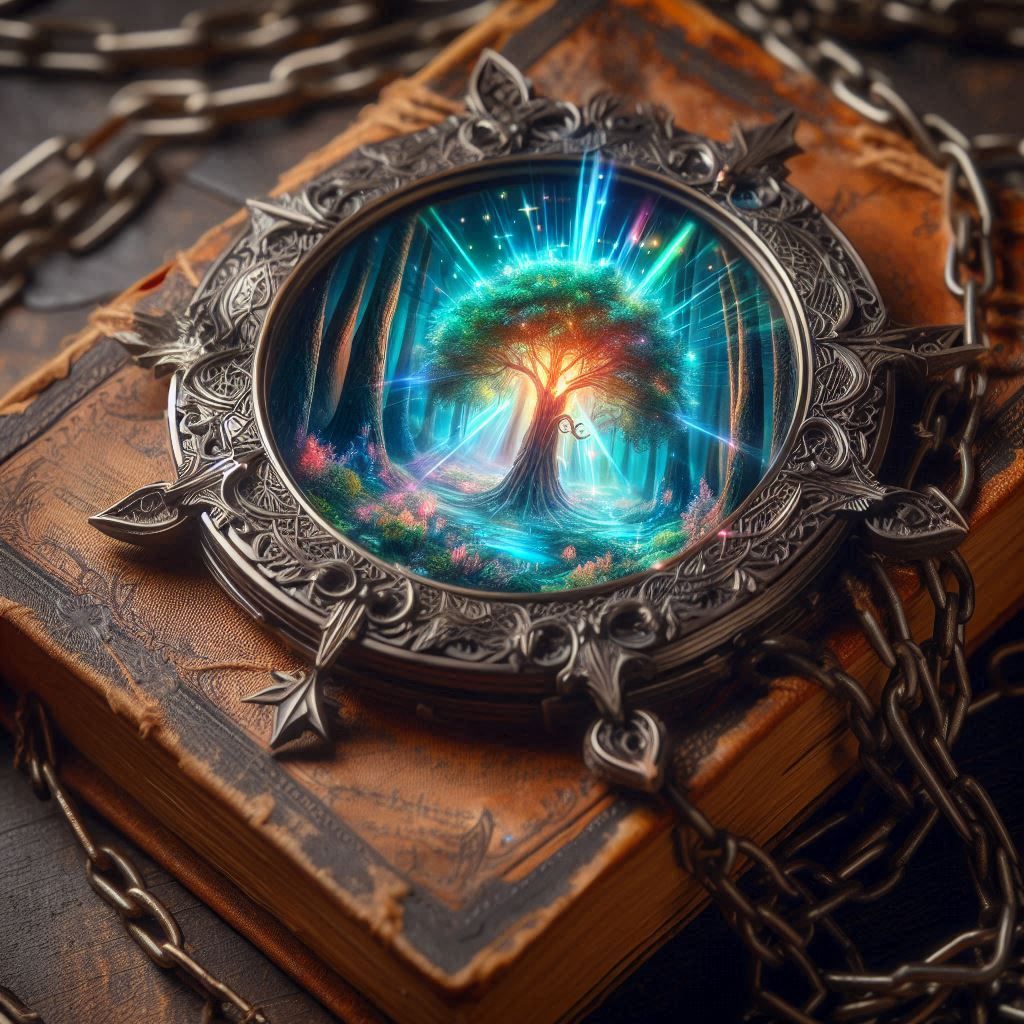 A magical Elvin mirror sitting on top of an old magical grim...