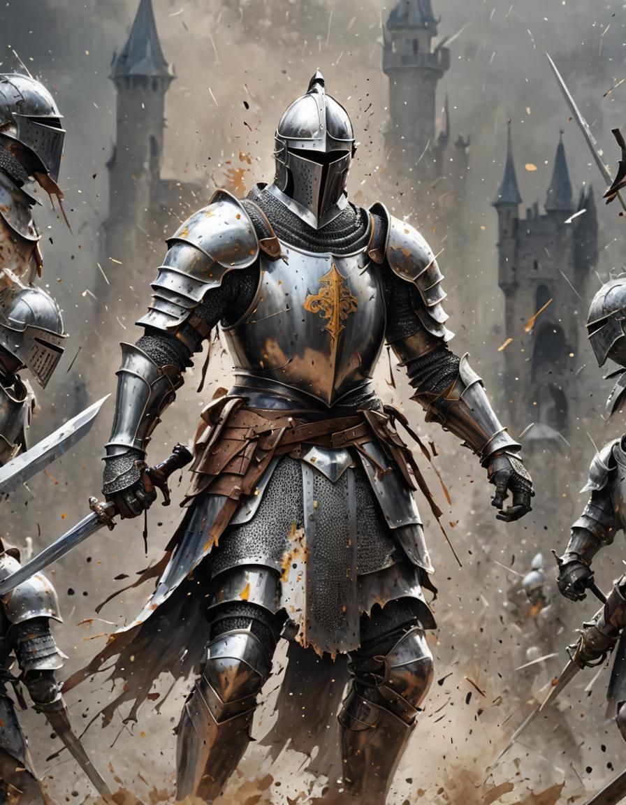 Absolutely gorgeous knight, , paint splash background  ,  pe...