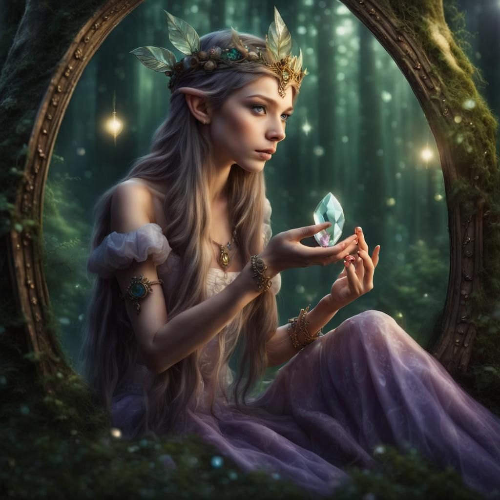 Elf princess and an enchanted mirror. - AI Generated Artwork ...