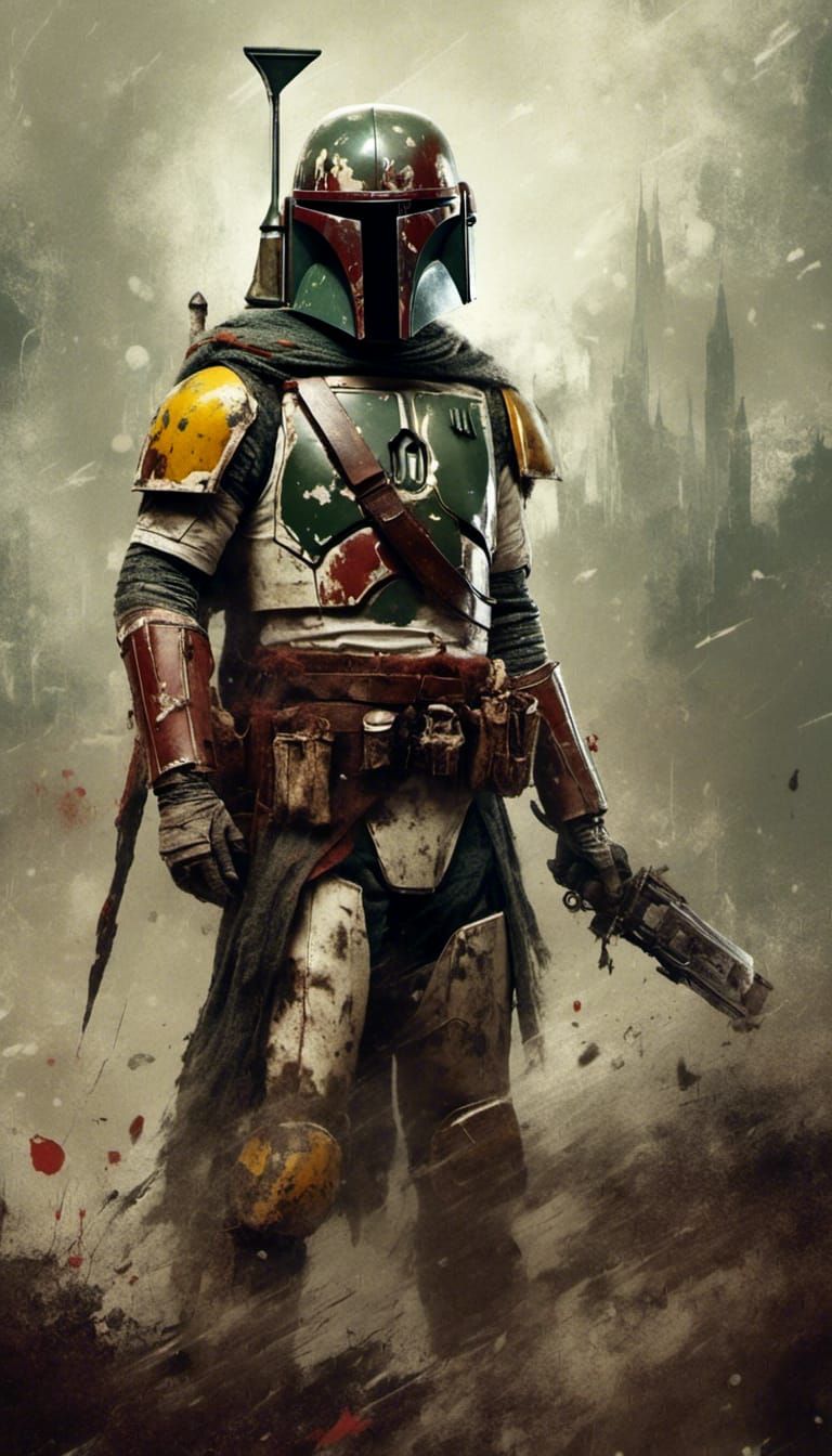 <lora:Macabre:1.0> Boba fett as a knight