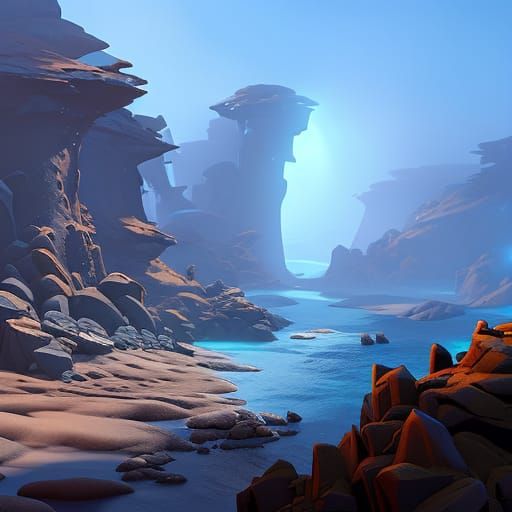 #Game Level, boneyard, Shipwreck, cove, jagged rocks, fantasy ...