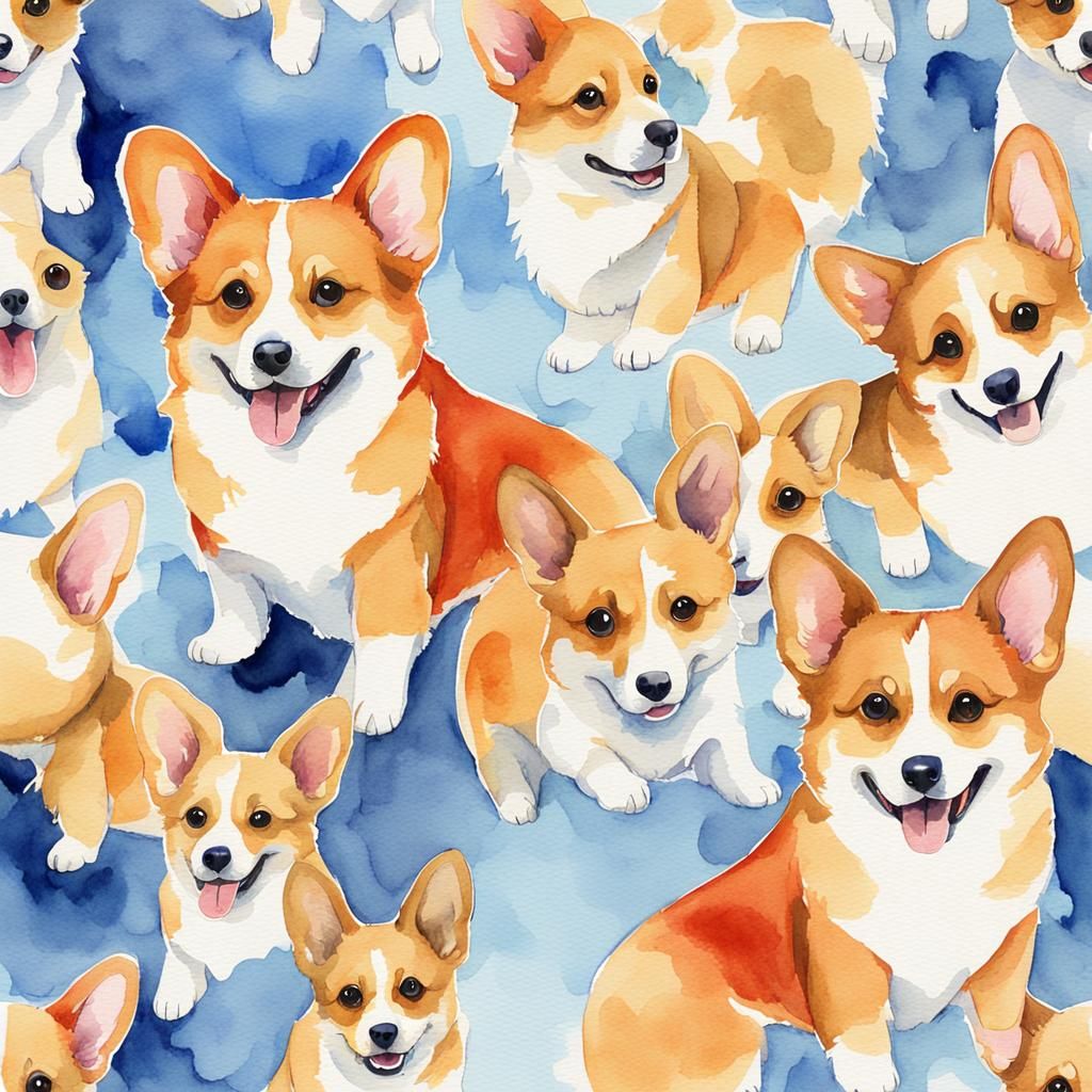 An adorable Corgi watercolor