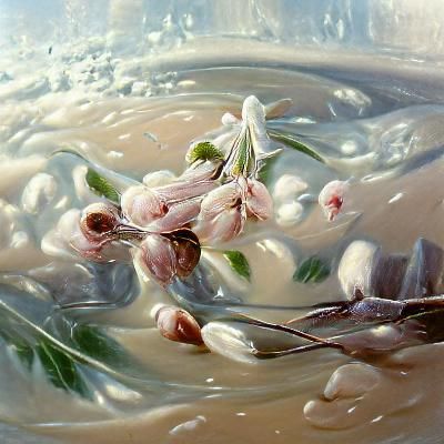 Spring blossoms in milk