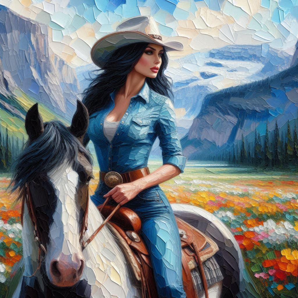 Cowgirl with Wildflowers