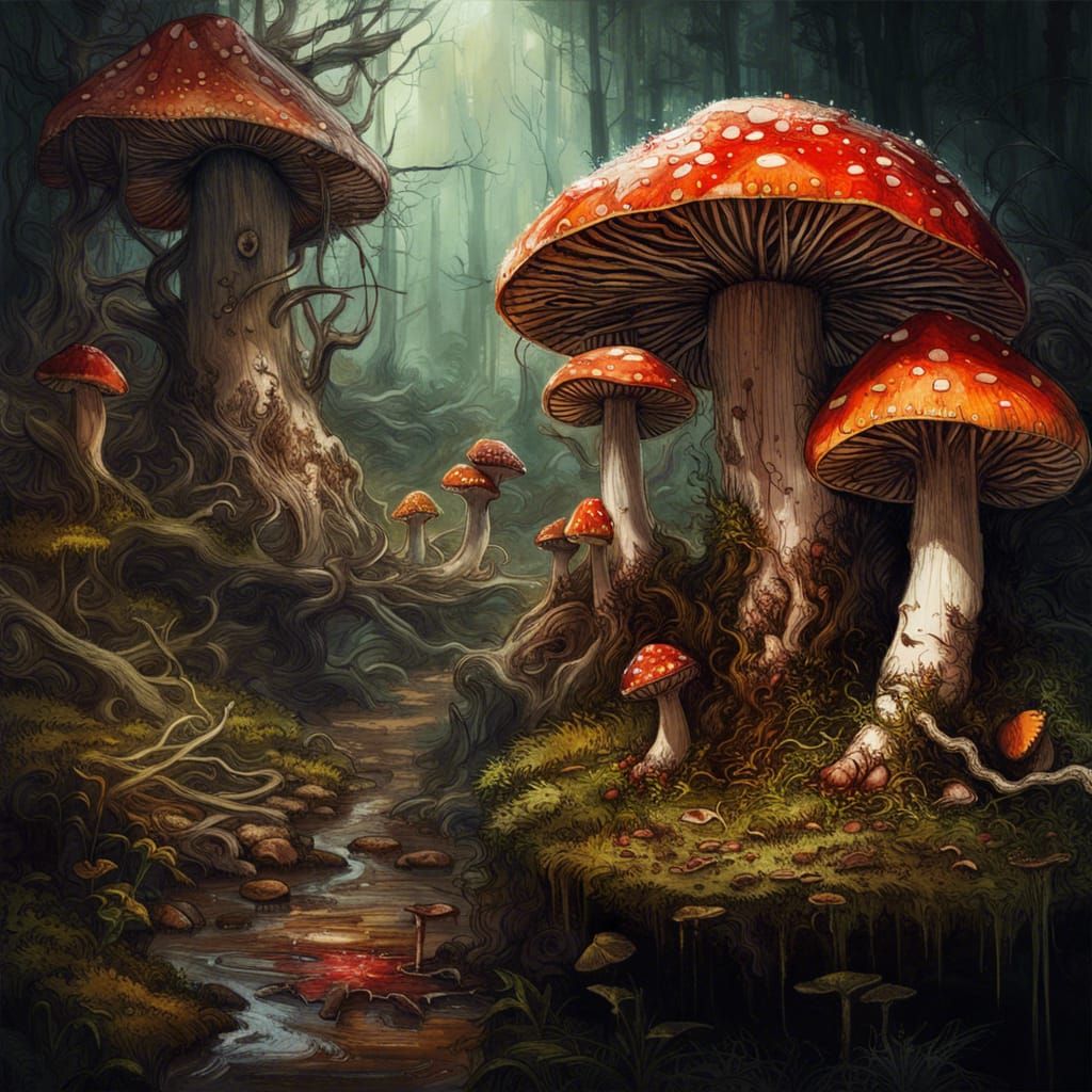 Amanita Mushrooms - AI Generated Artwork - NightCafe Creator