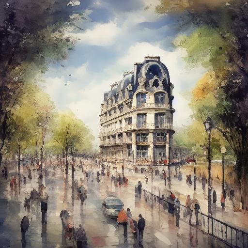 Paris <lora:WatercolorSD15ver2:1.3>
