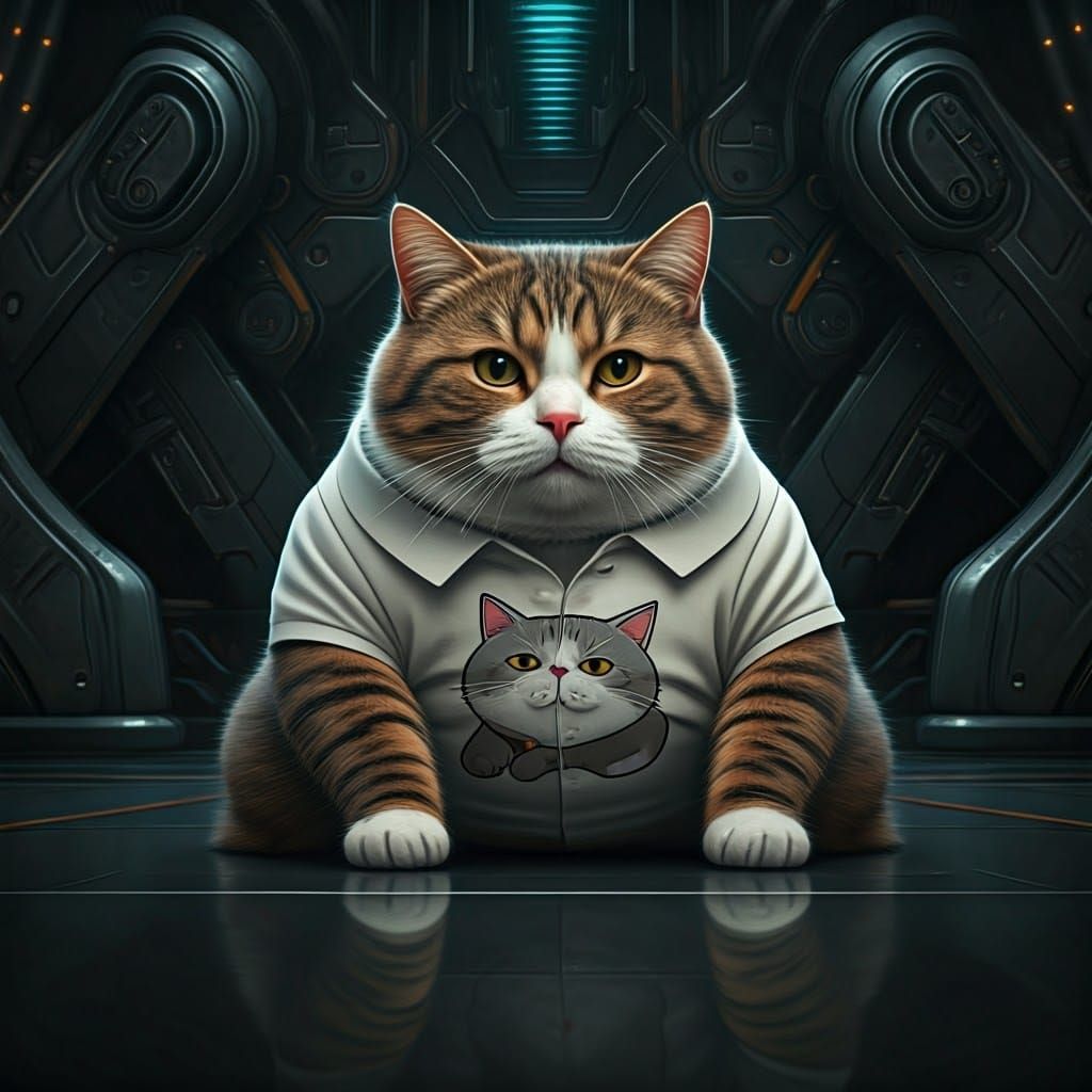 Pampered Cat in Futuristic Sci-Fi Environment