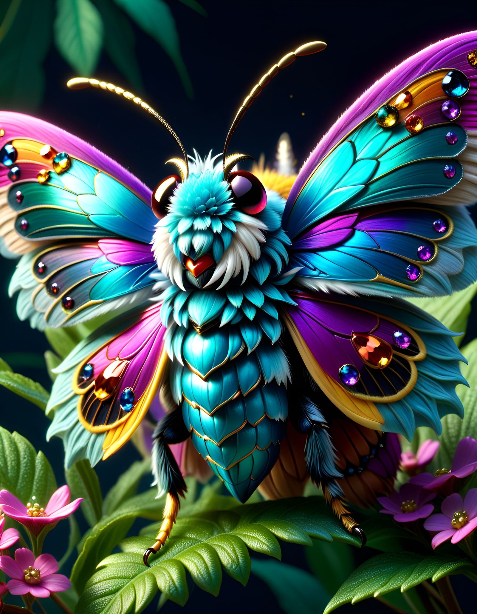 Jewled Fairy Moth - AI Generated Artwork - NightCafe Creator