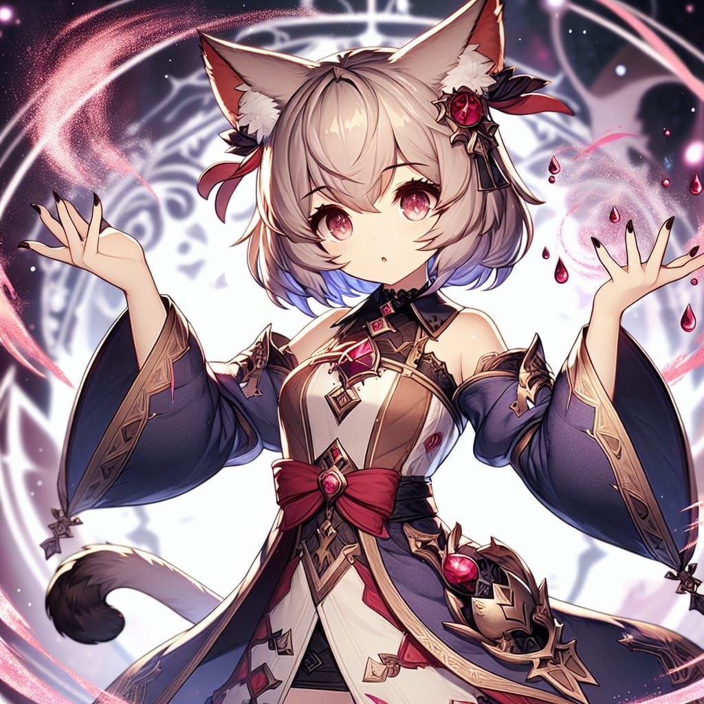 Kawaii blood neko girl in master mage robes, 128k resolution, maximalist,  style “anime”, polished - AI Generated Artwork - NightCafe Creator