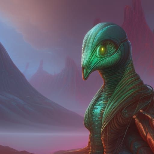 Hooded alien creature