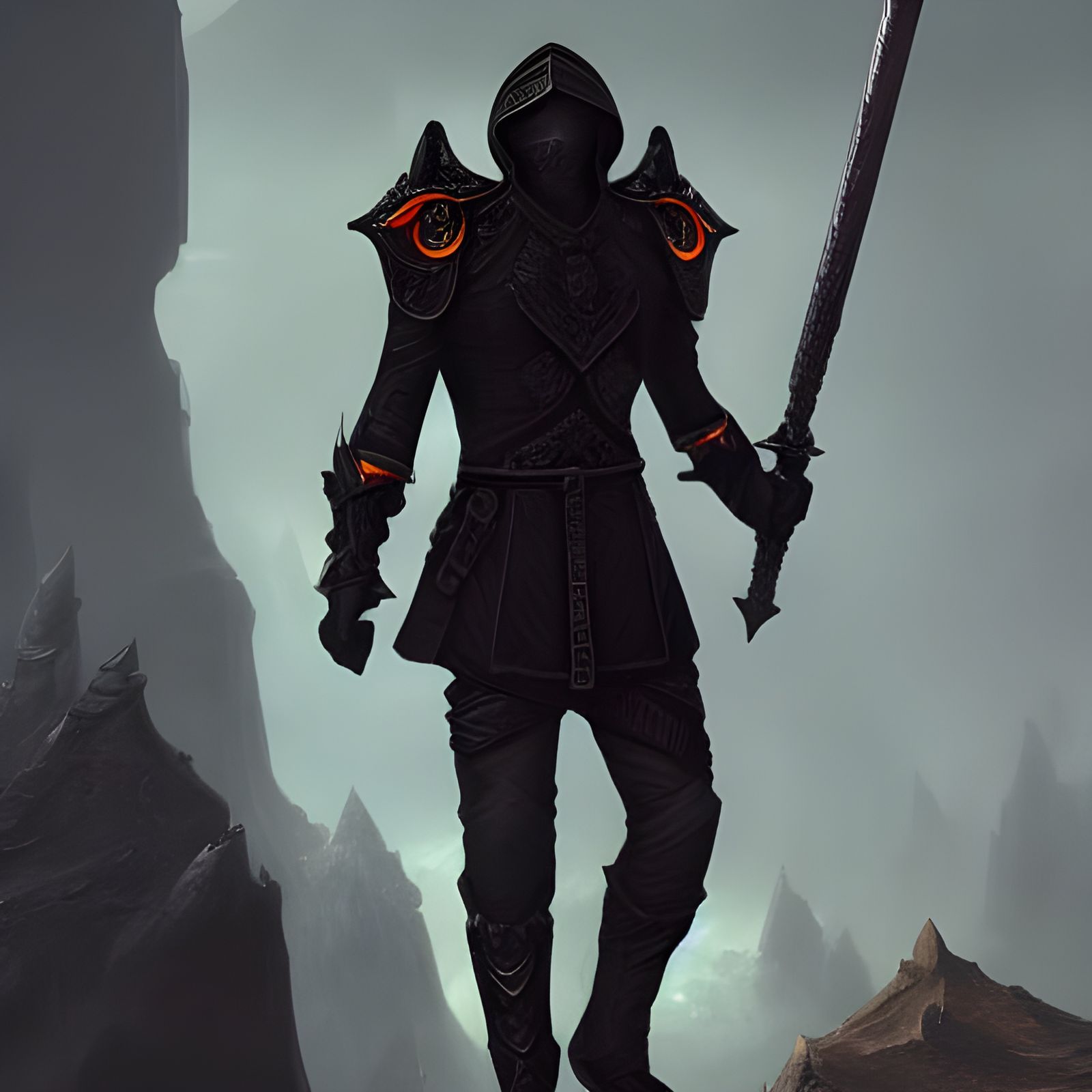 Vivek wear black with a sword