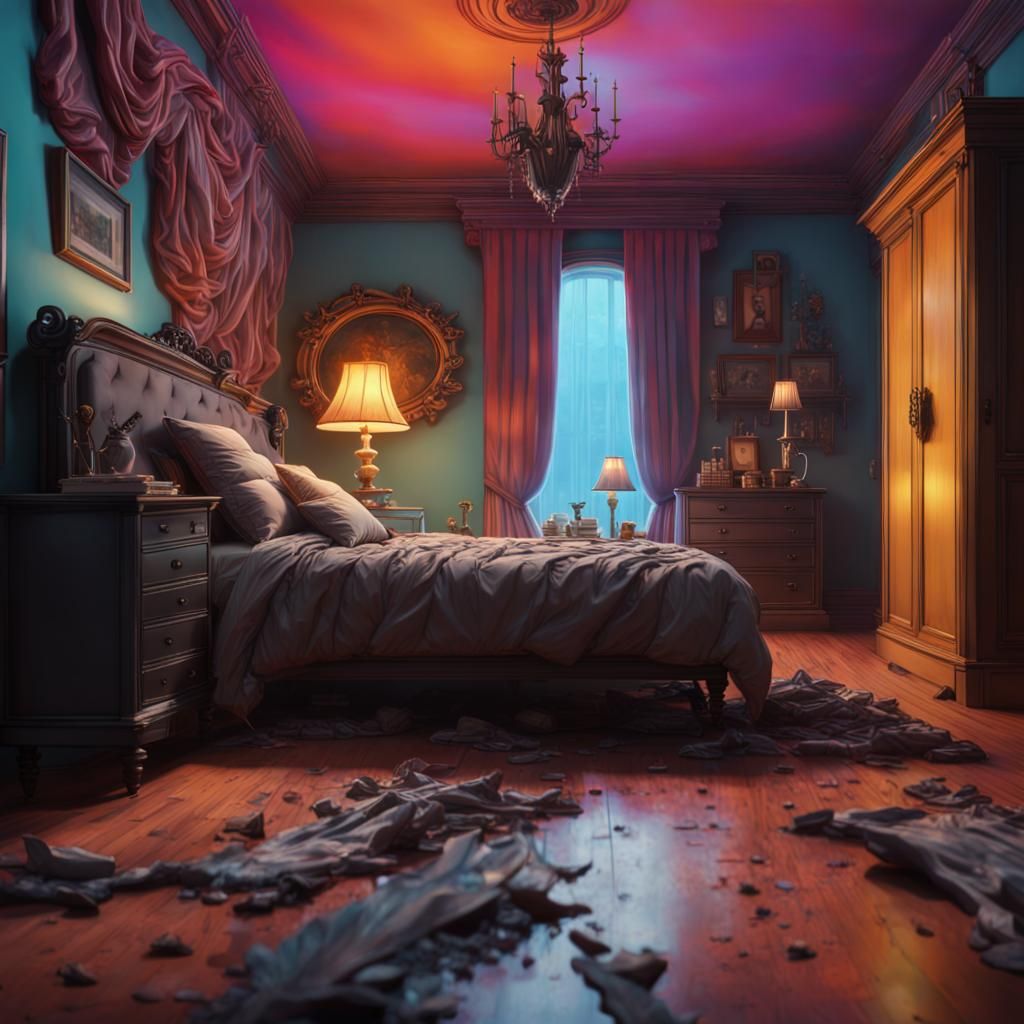 Tim Burton bedroom - AI Generated Artwork - NightCafe Creator