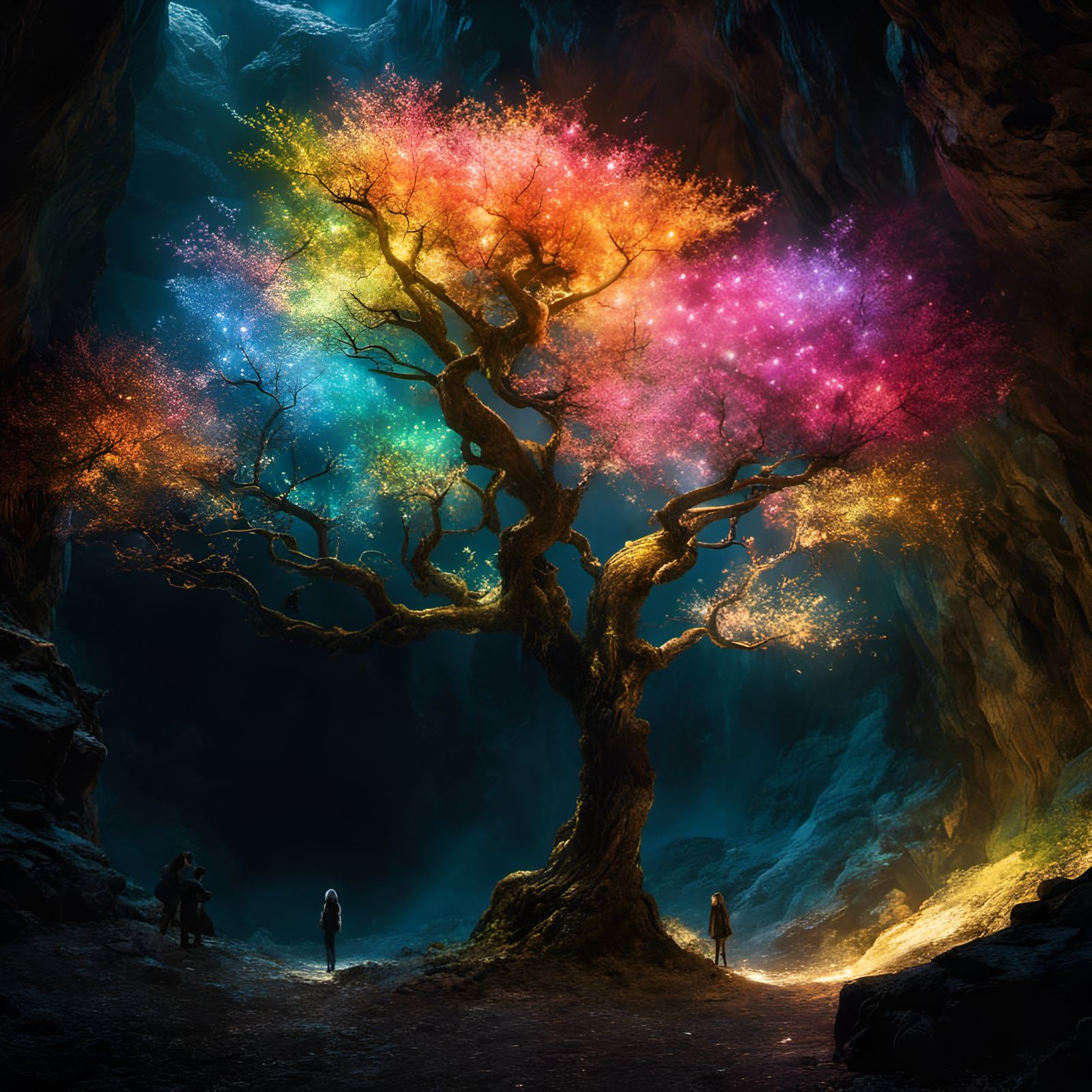 the tree of life and its visitors in the huge cave  by @muse