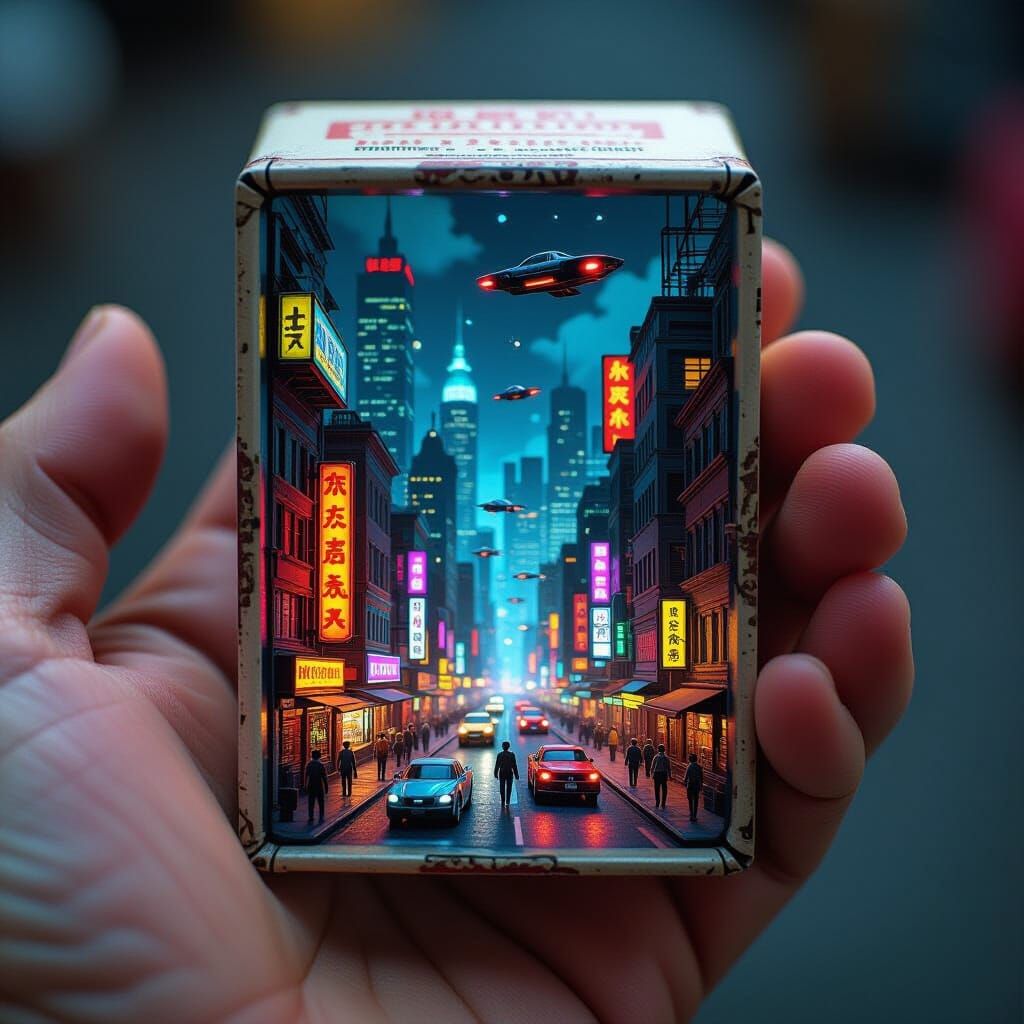 Cyberpunk City in a Matchbox, Comic Book Style