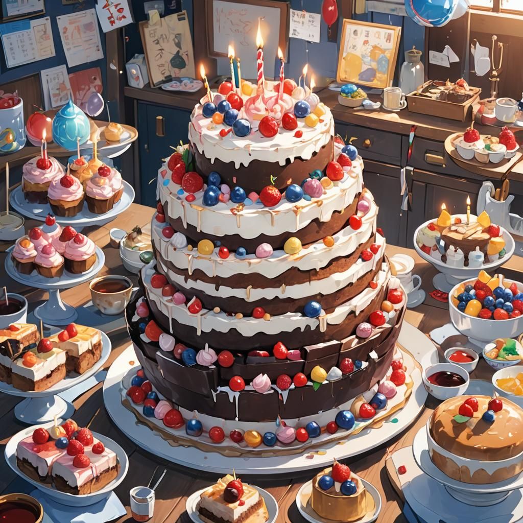 Birthday Cake Boat in Anime Style