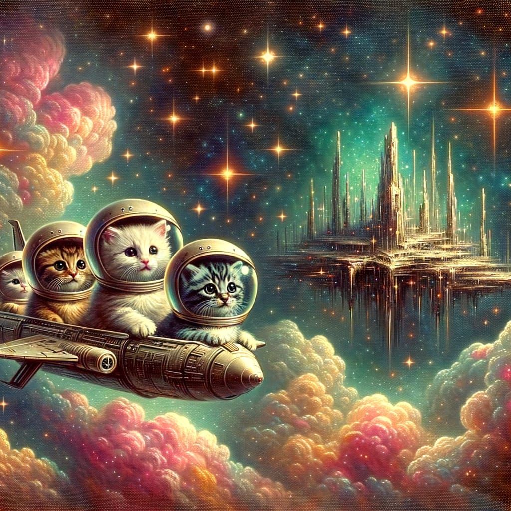Kittens, Spaceship, Nebula - Foundation Word Challenge  by @Michele
