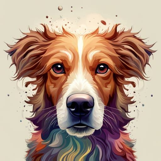 Cute dog on a splash, the image is vectorized and has white background ...