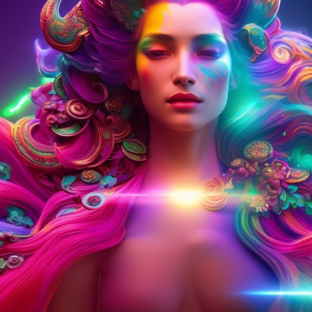 Psychedelic goddess (2) 2 - AI Generated Artwork - NightCafe Creator