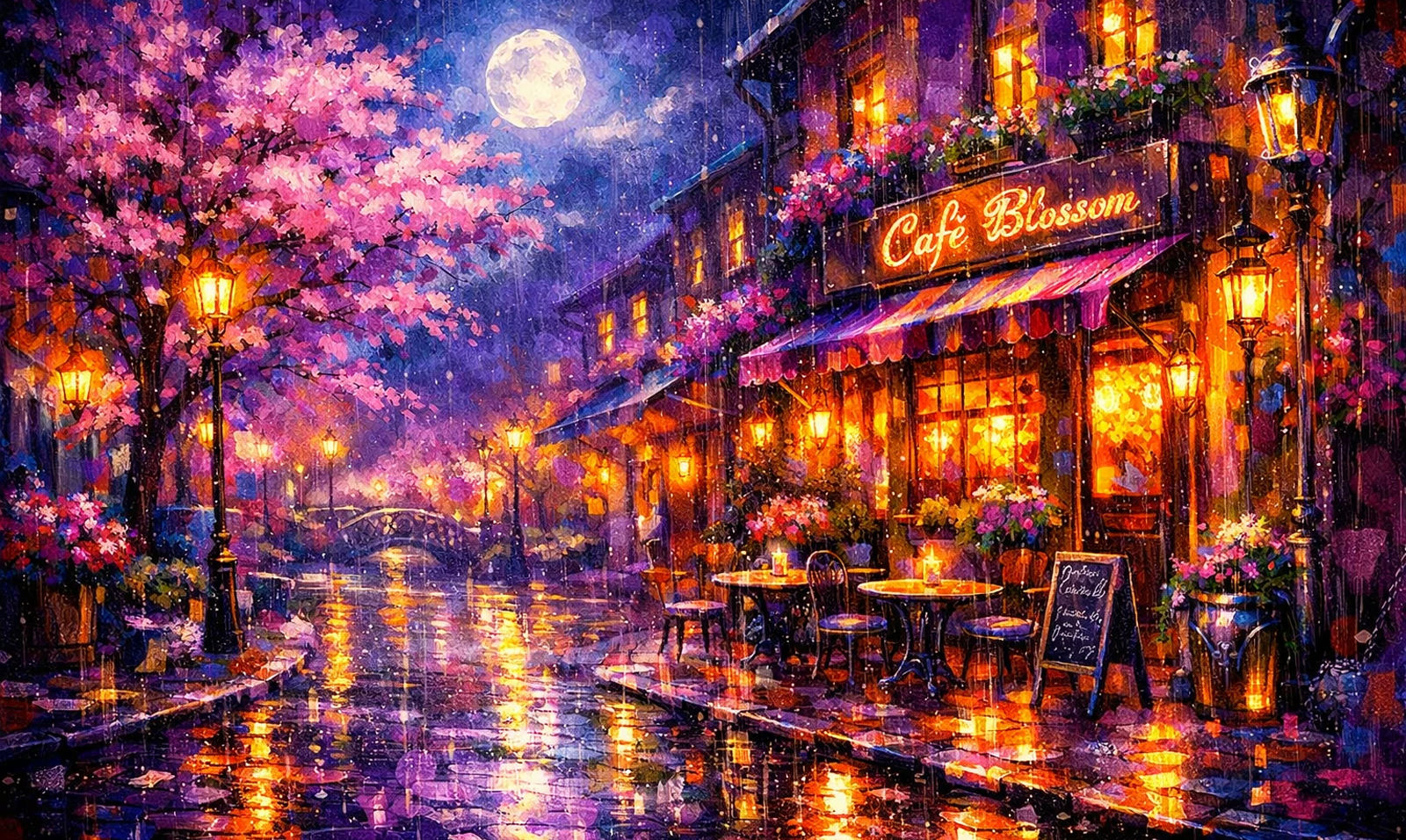 Moonlit rainy night