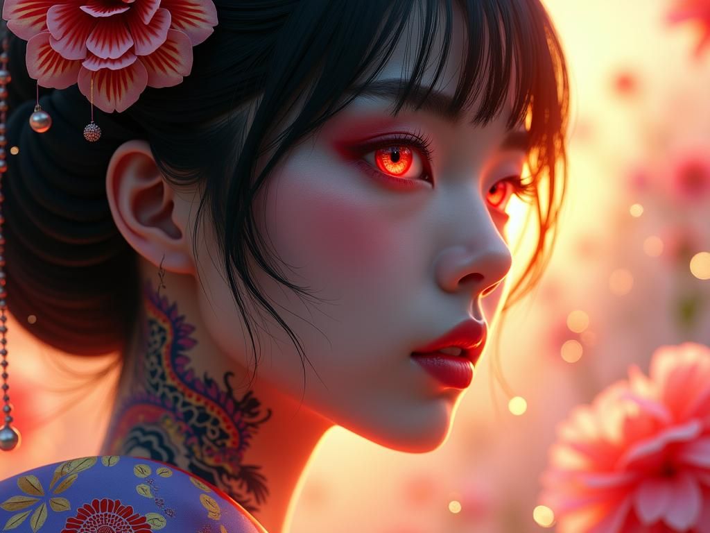 "A captivating full body, surreal full-body portrait of a Ja...