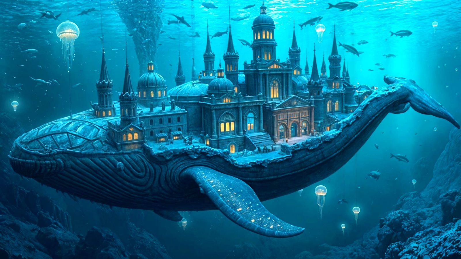 "Where Cities Drift and Coral Dreams Breathe: The Whale That Wore a Kingdom"  by @Empyrealdreamer
