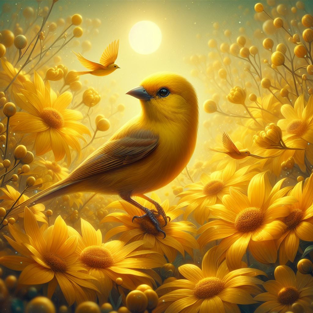 Yellow bird on a branch