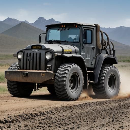 Old black grey bulldozer southwest off road