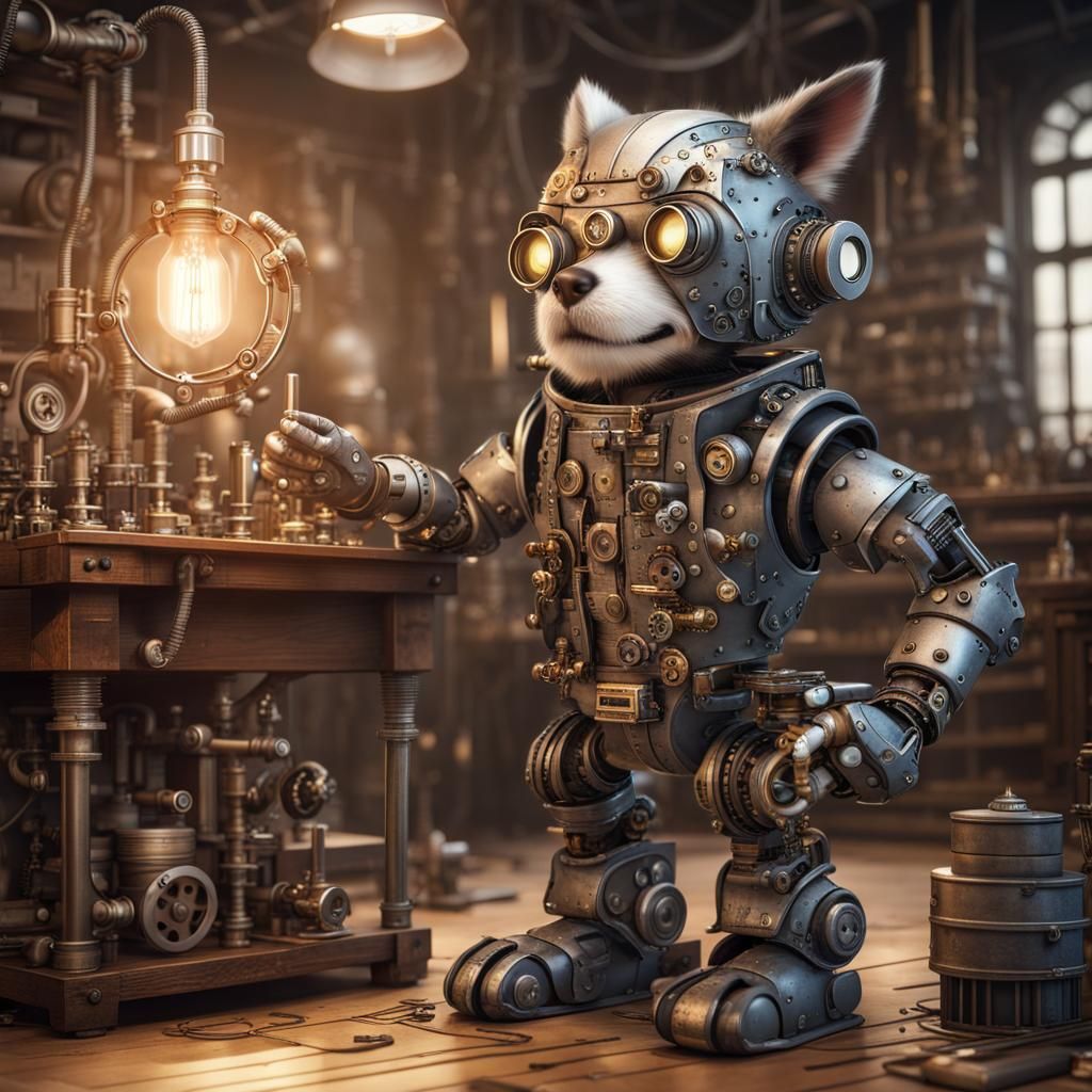 Steampunk Werewolf Robot Engineer