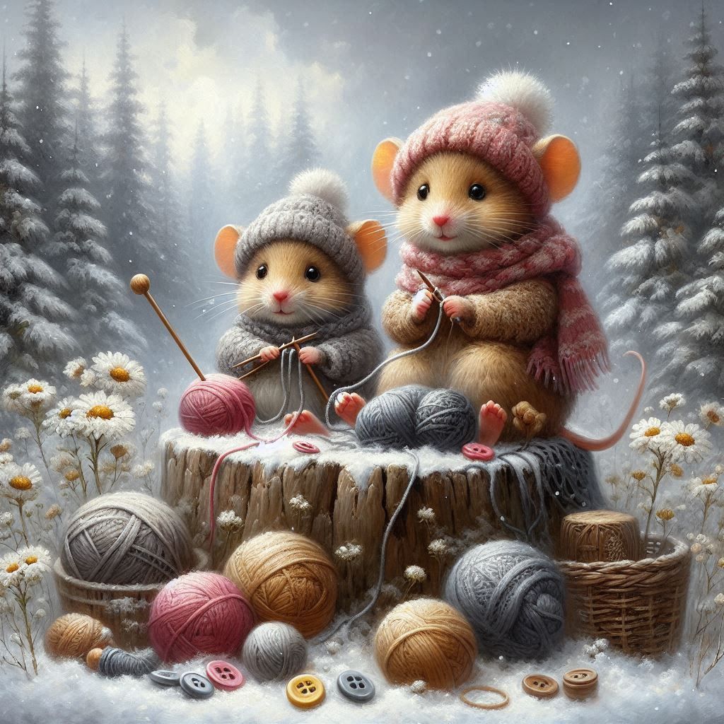 Knitting winter woolies  by @Skyangel