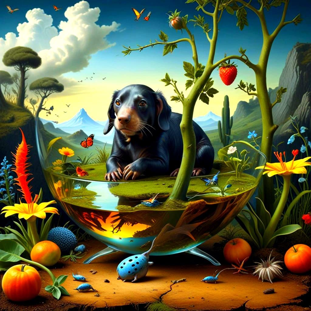 Surreal Fantastic Landscape in Blended Styles