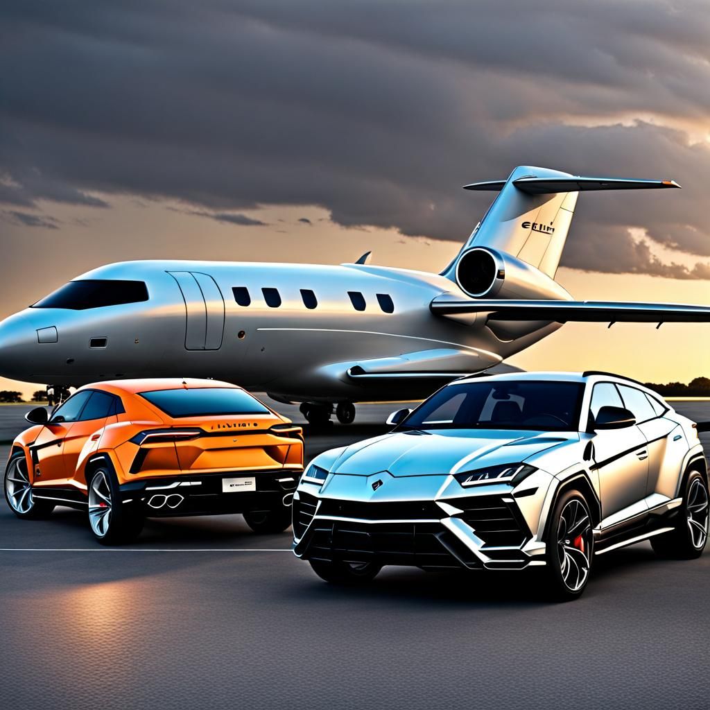 Lamborghini Urus and Gulf Stream G700 on Tarmac