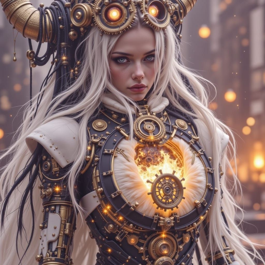 Steampunk Automaton in Foggy Alley, Gothic Grandeur