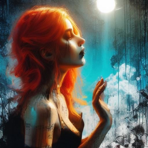 A beautiful alternative woman looking at the sun. Drips, ink, zendoodles <lora:ZenDoodles:1.0> 