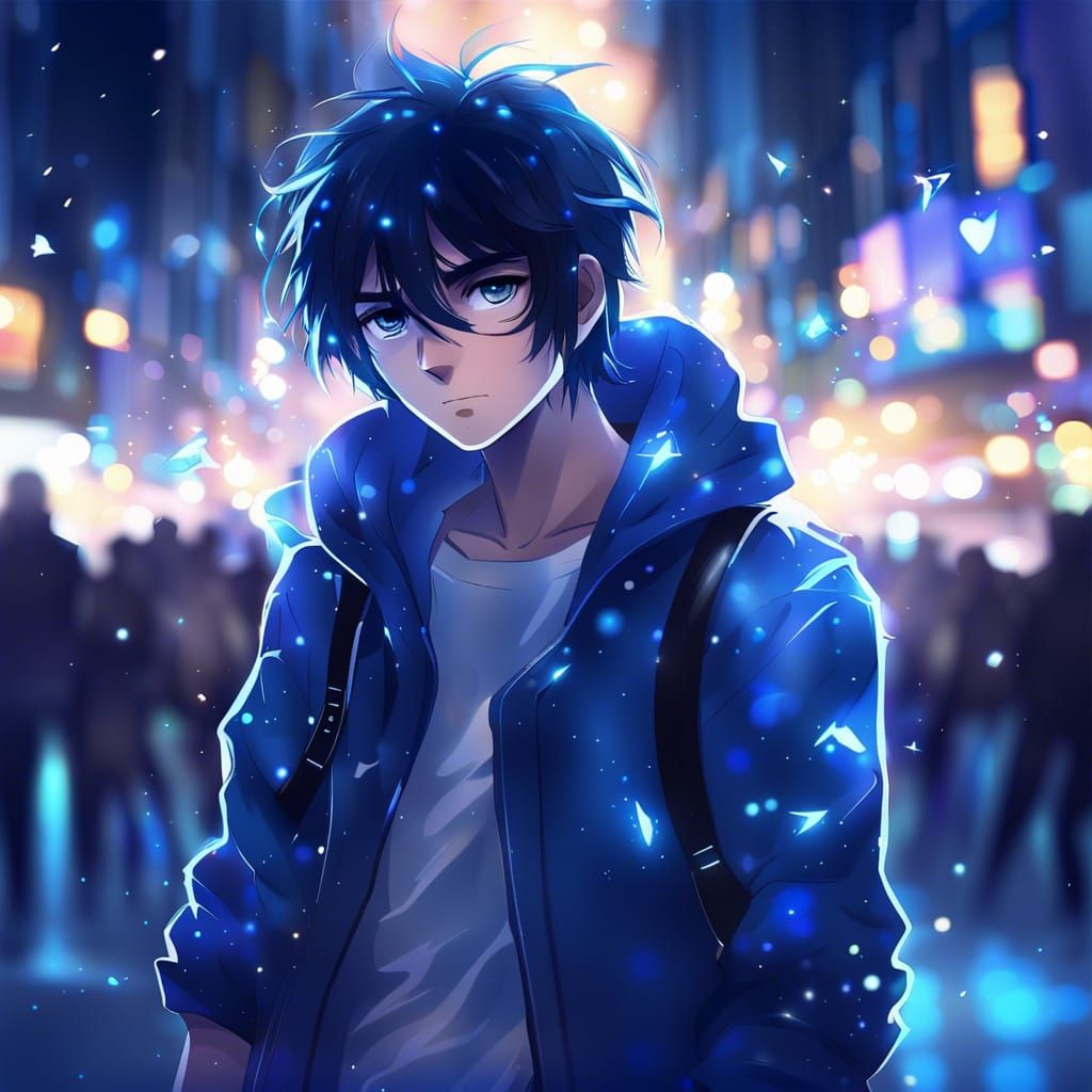 Anime Blue Angst Boy - AI Generated Artwork - NightCafe Creator