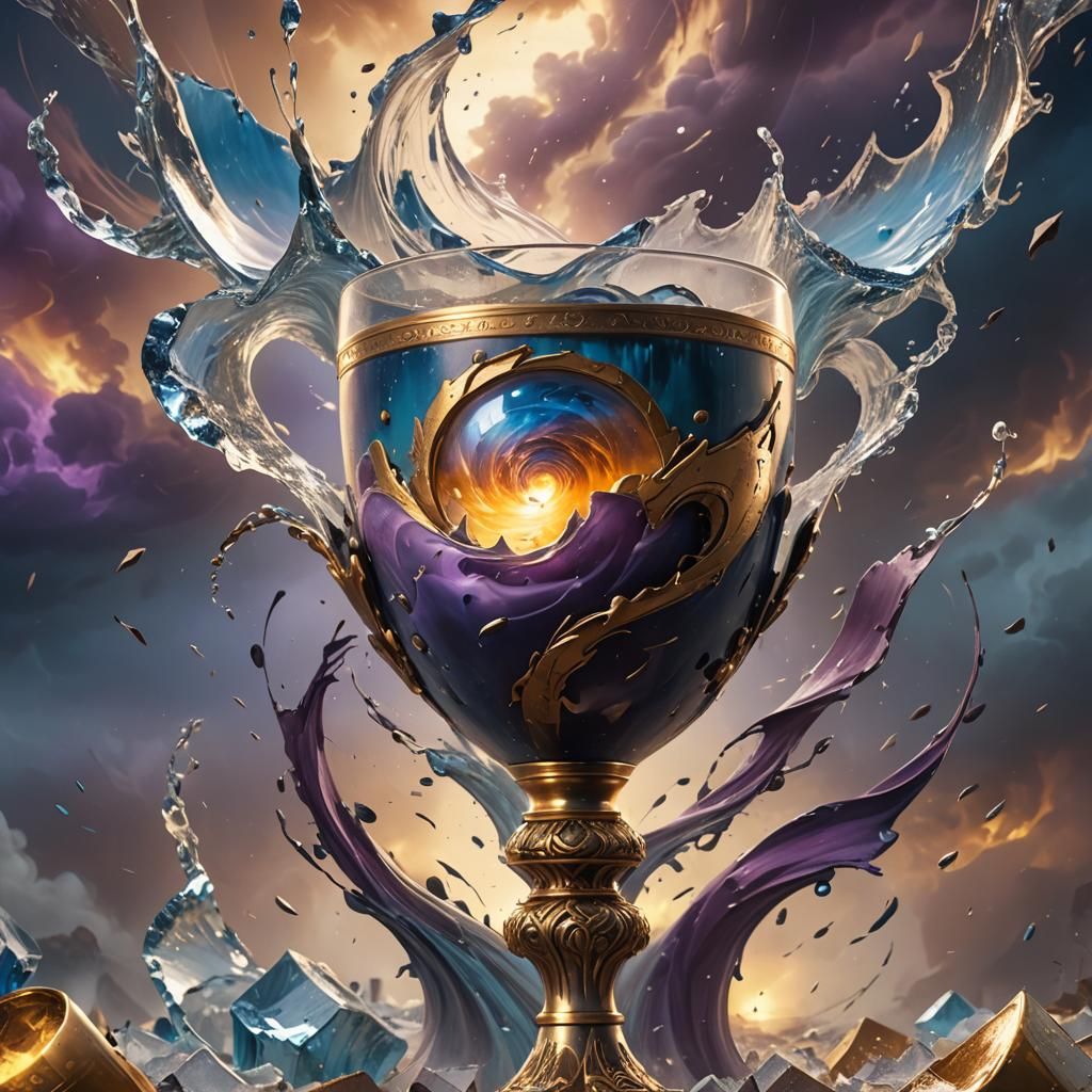 Goblet Reflecting a Tornado in Fantasy Style