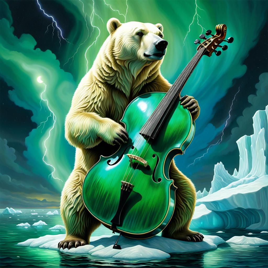 Bear Playing Upright Bass