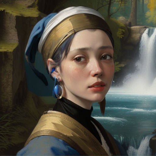 Waterfall and Girl with the Pearl Earring