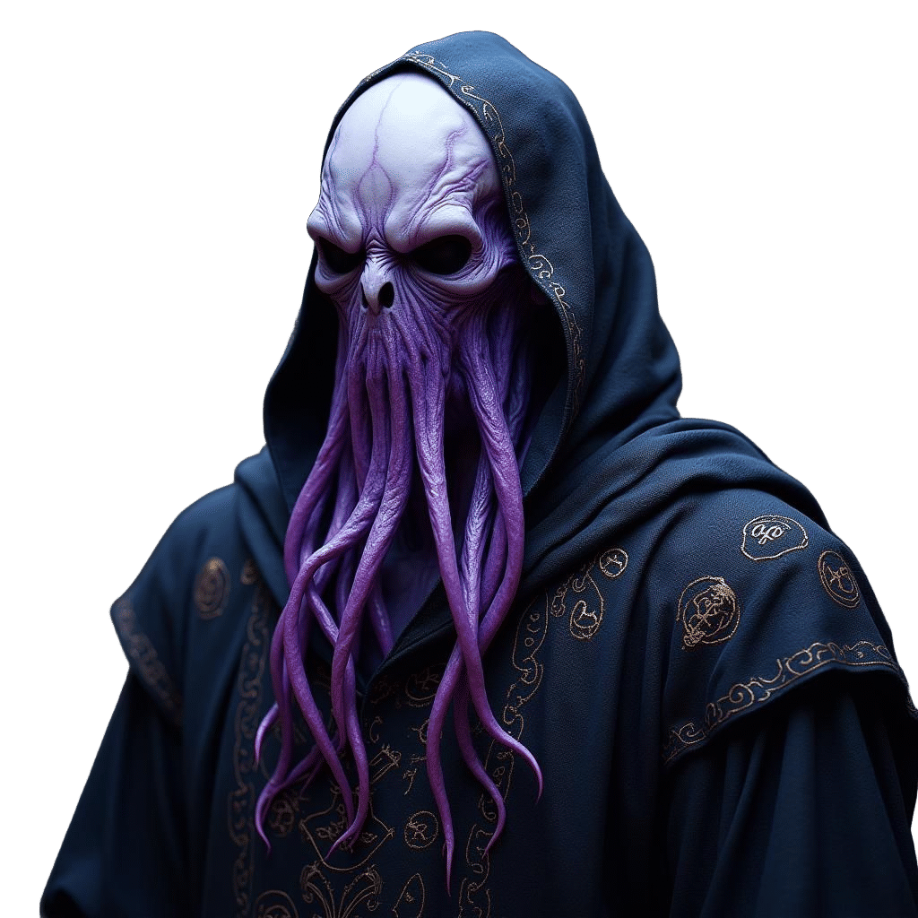 Hyperrealistic portrait of an Illithid Mind Flayer with long...