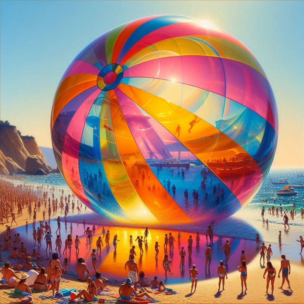 Colossal translucent beach ball