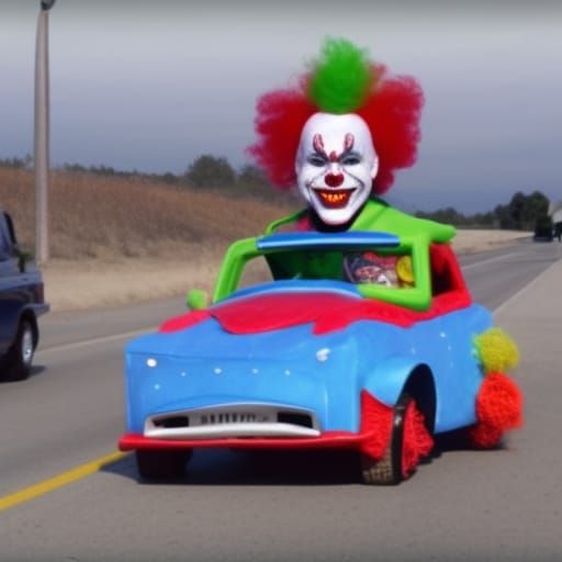 The evil clown car was full of evil clowns. AI Generated Artwork