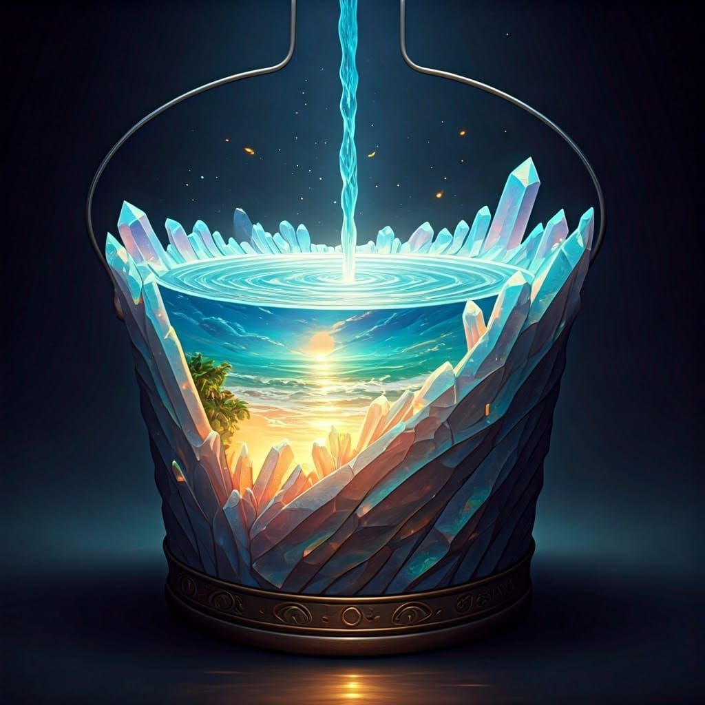 Ethereal Crystal Bucket Reveals Radiant Beachscape