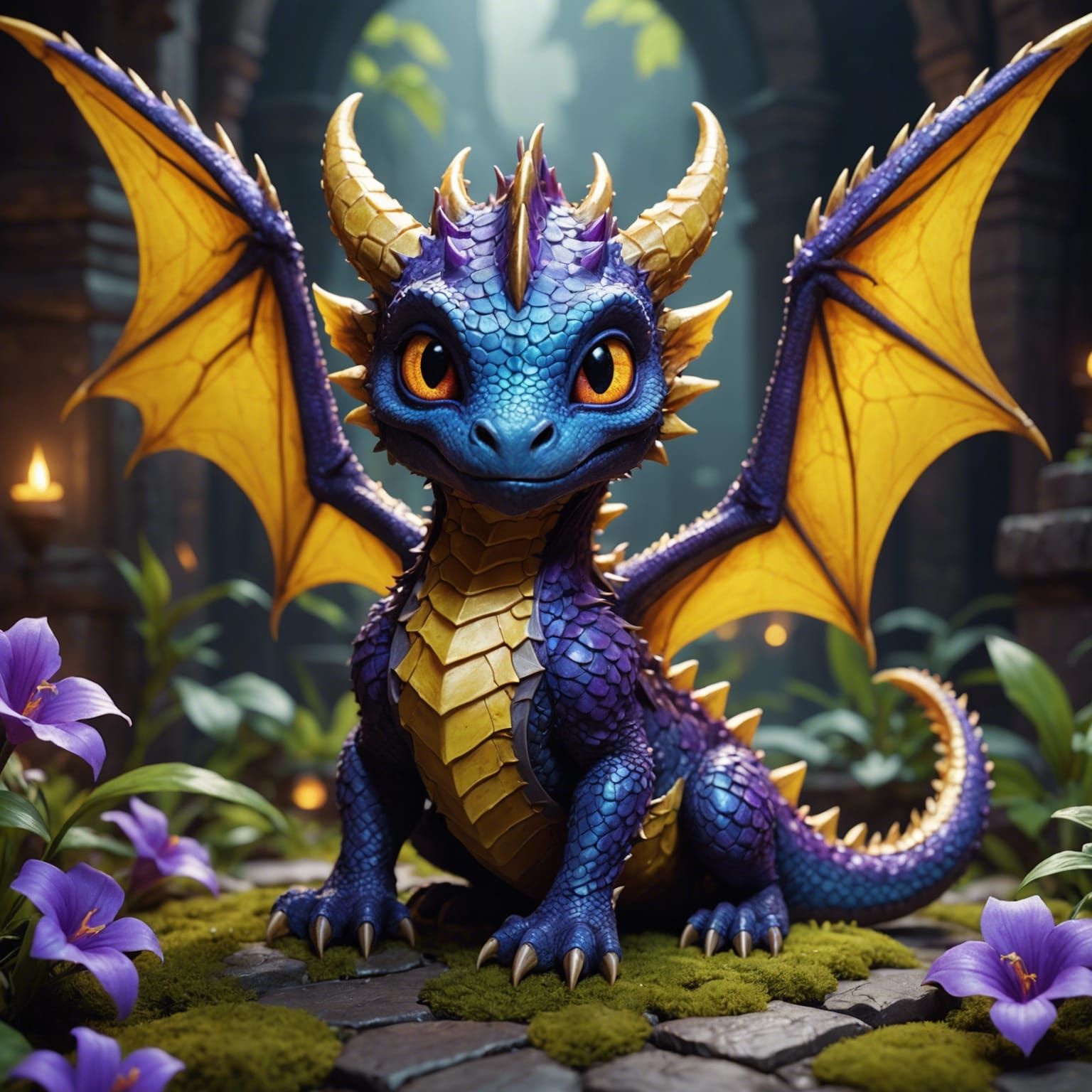 A cute miniature baby dragon