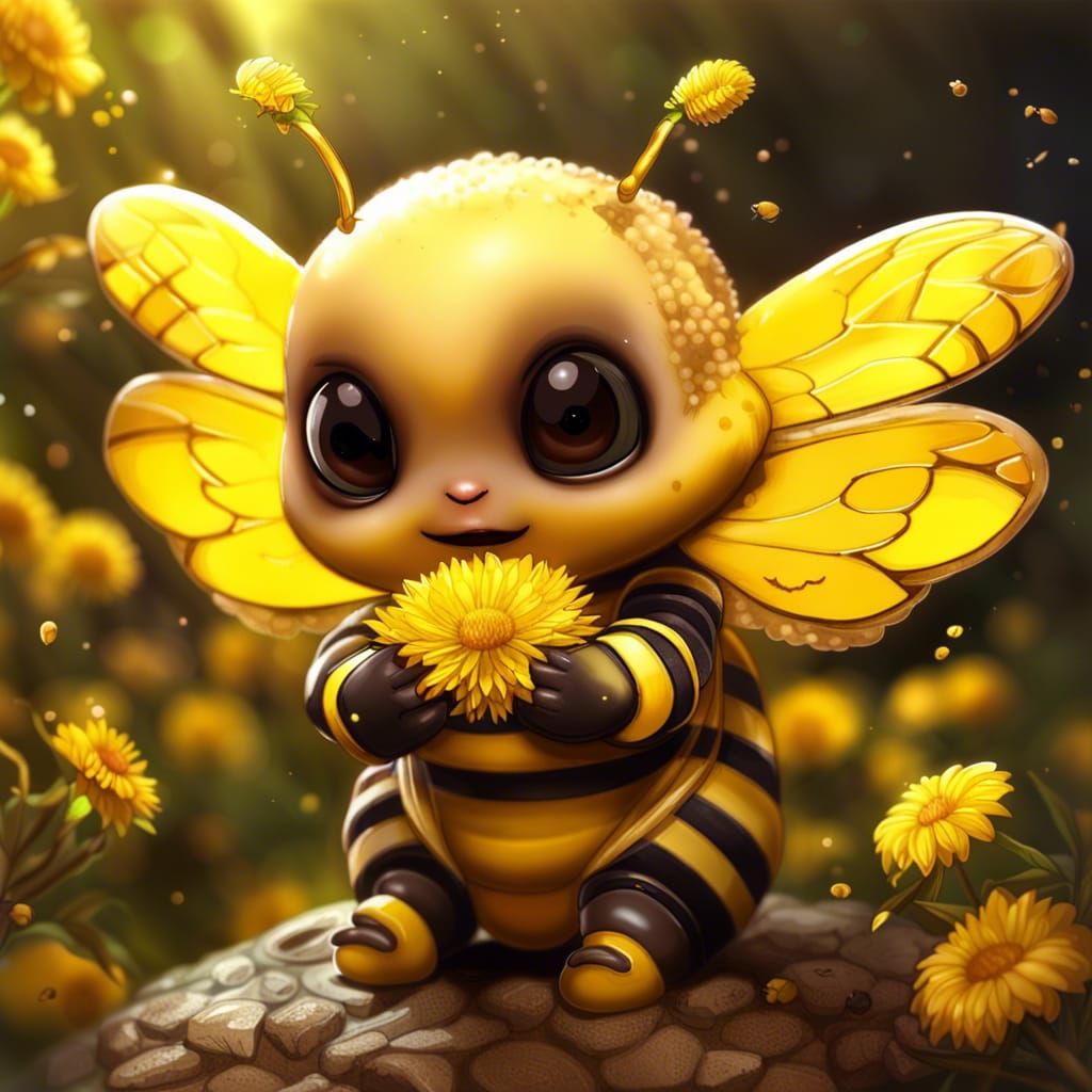 Cut_ adorable_plump_chibi_honey_bee that is cute, gloving transparent ...