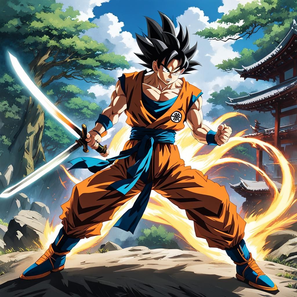 Goku learning sword - AI Generated Artwork - NightCafe Creator