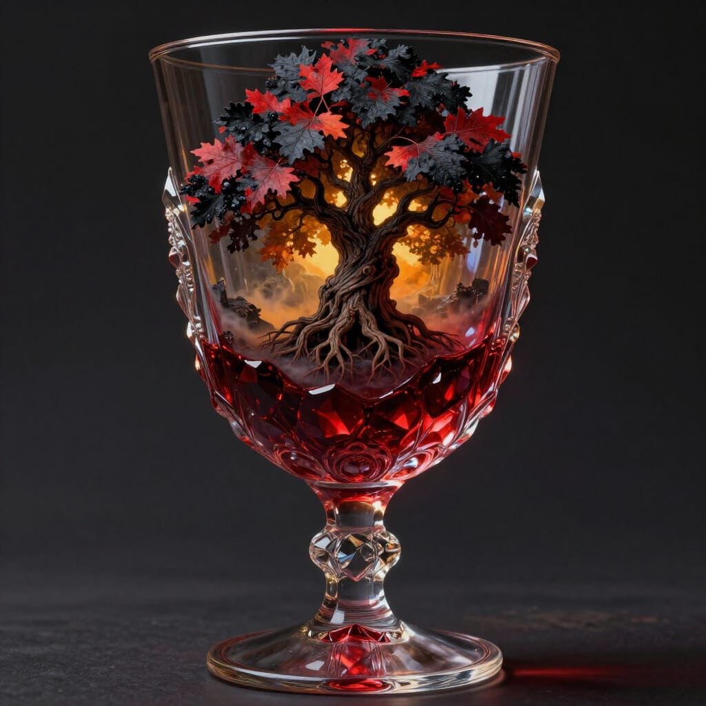 Surreal Crystal Goblet Holds Miniature Autumn World