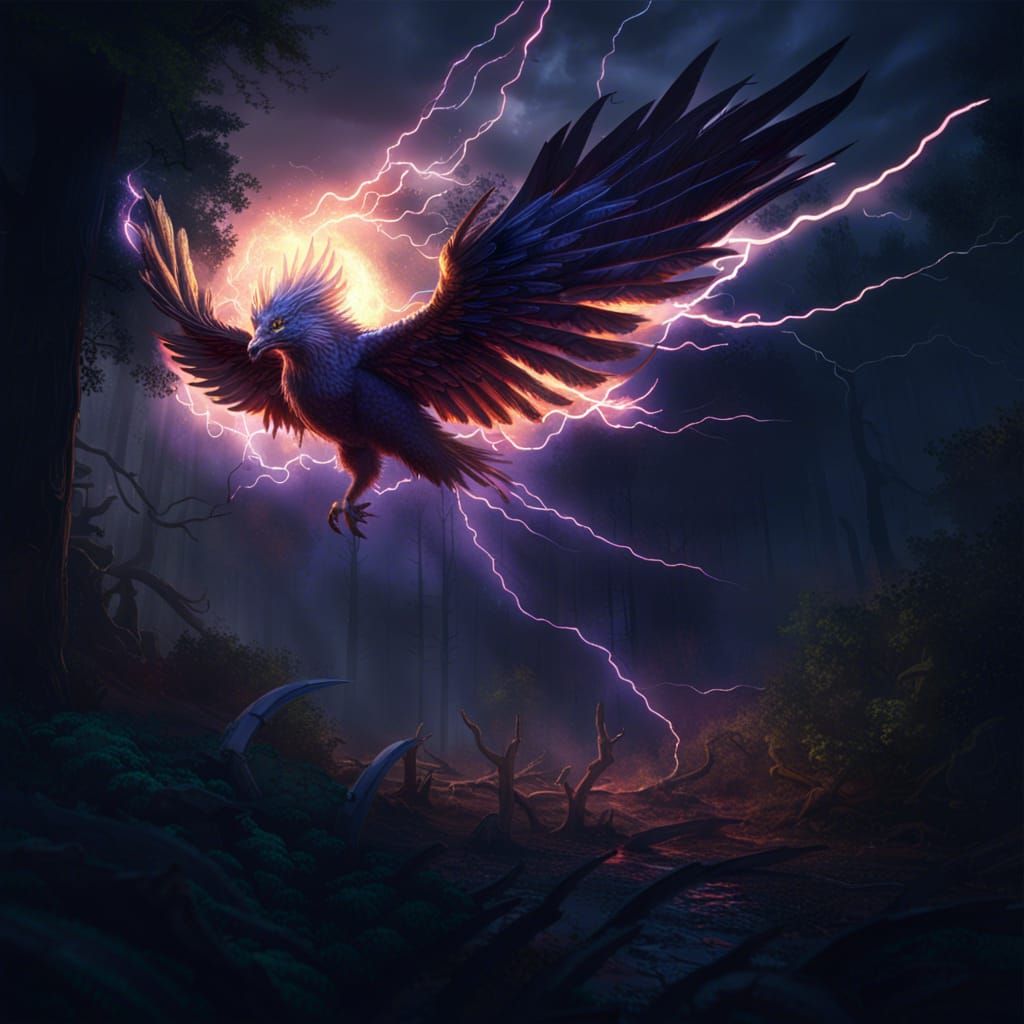 Lightning phoenix - AI Generated Artwork - NightCafe Creator