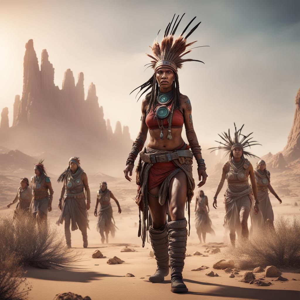 indigenous woman leader, group of indigenous people, post-ap...