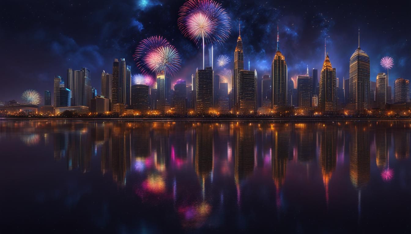 Cityscape fireworks